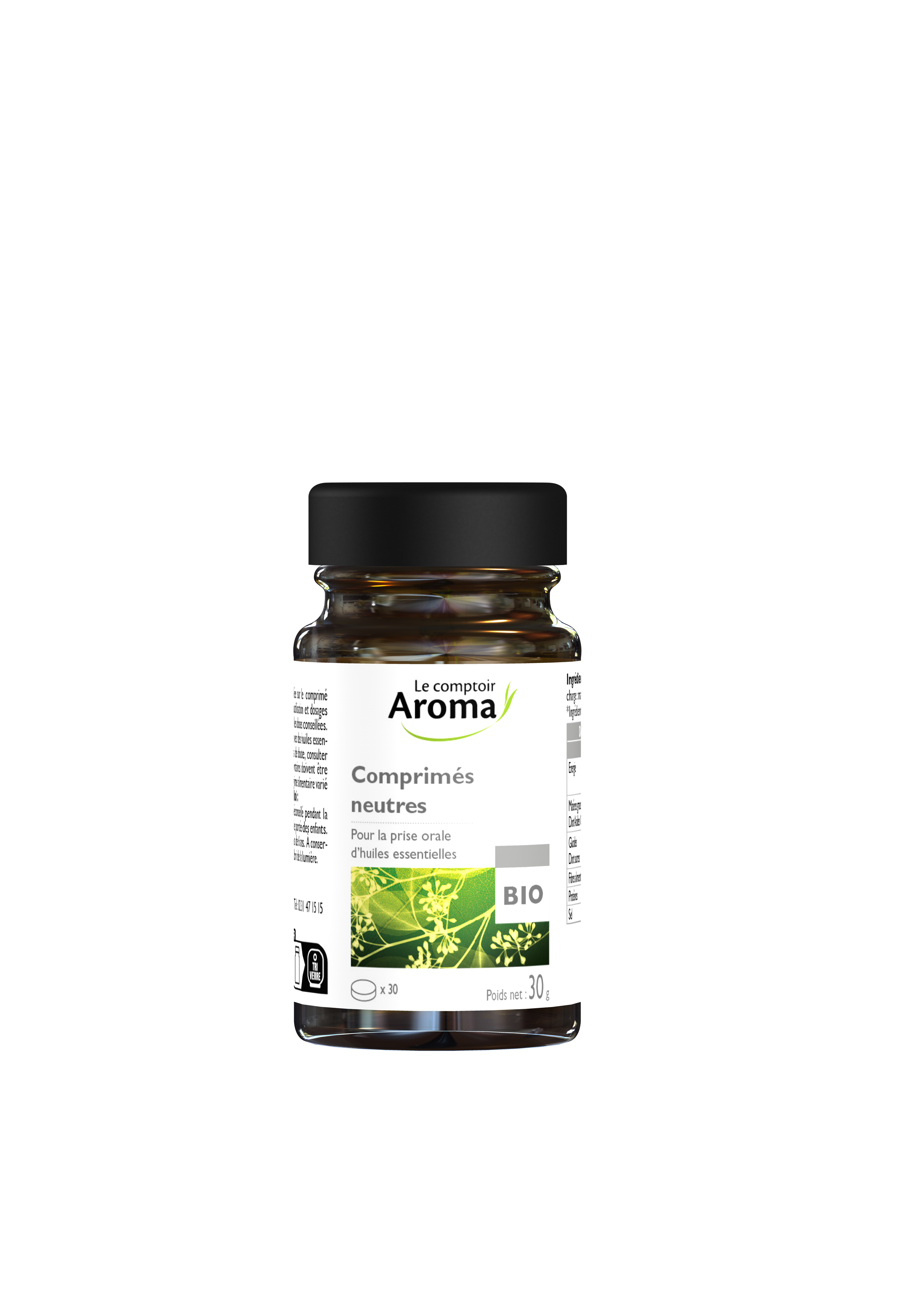 Comprimés neutres Bio pour huiles essentielles - 30 comprimés - Terraïa 